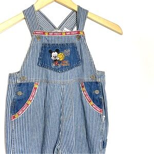 Vtg Baby Mickey Mouse Seersucker Overalls by Disney 24mo 2T 90’s
